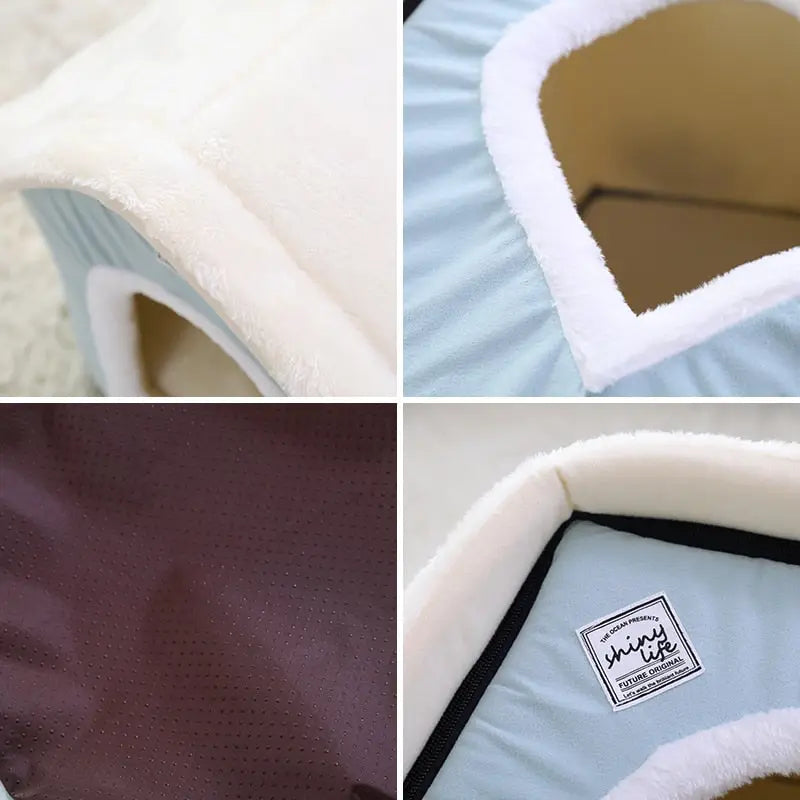 Niche en velours pour chien - Espace privé pour chiens, chats et lapins avec chat se reposant dans son lit