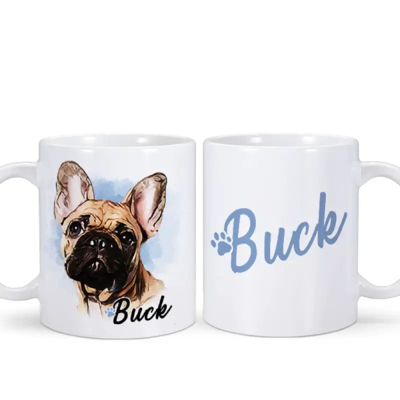 Tasse à café personnalisée avec visage de chien - Unique Cadeau Named ’Buck’