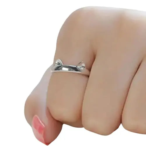 Bague Oreilles De Chat En Argent Plaqué Gravée à L’intérieur Transparent Background