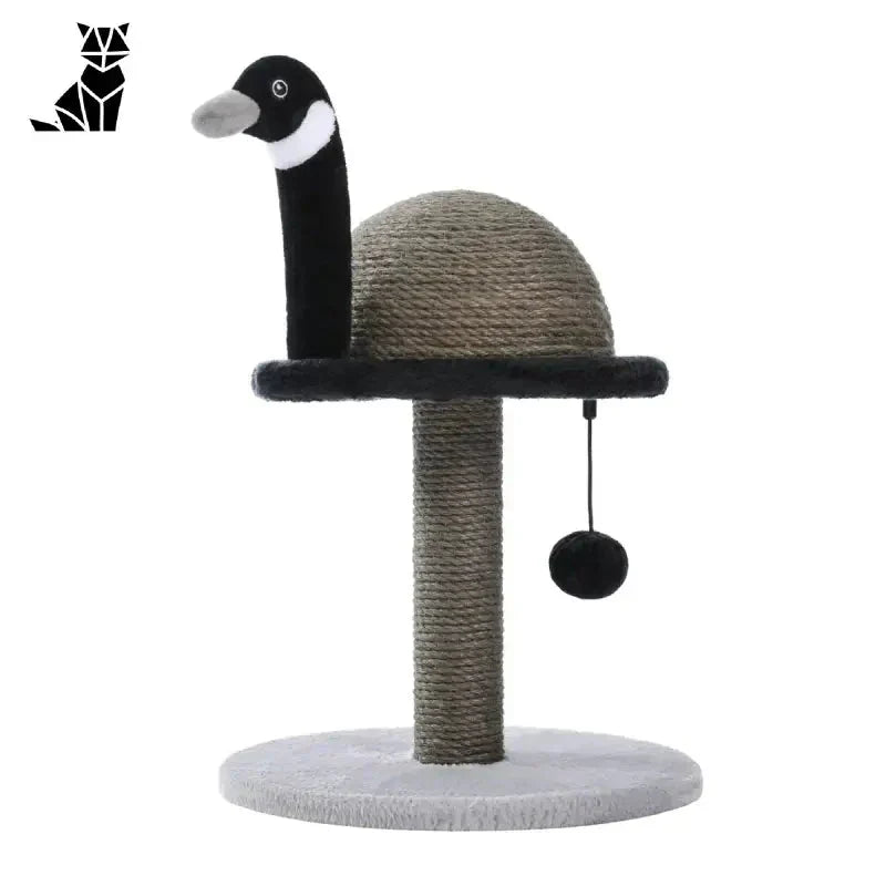 Griffoir pour chat en forme de flamant rose avec jouet pour oiseau noir et blanc - arbre à chat deco dintérieur original