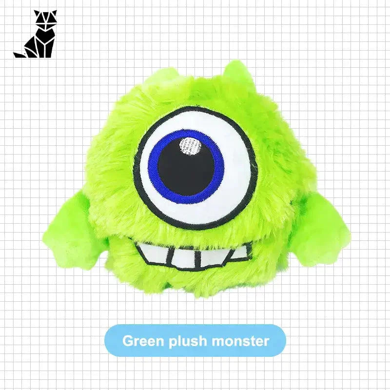 Jouet peluche monstre vert avec œil bleu - Boule vibrante interactive pour stimulation