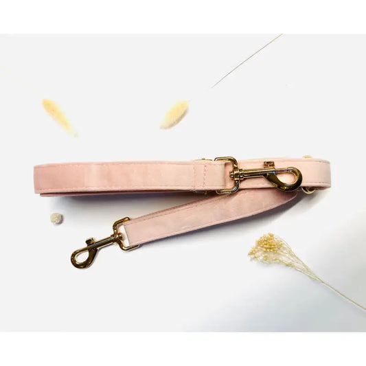Laisse Multiposition Velours Rose