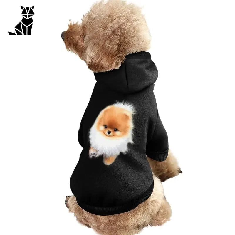 Chien portant un sweat à capuche noir | Manteau chaud et respirant pour animaux de compagnie | Design élégant et douillet