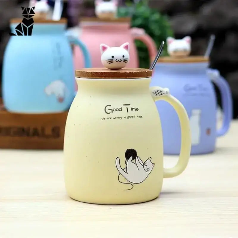 Mug Chat Aux Couleurs Pastels Pour Moments Kawaii Et Chaleureux