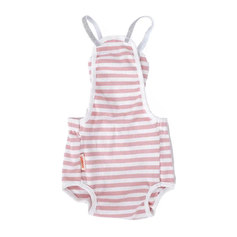 Short physiologique lavable pour chiens - Rayures roses et blanches avec oreilles de lapin pour le style et le confort