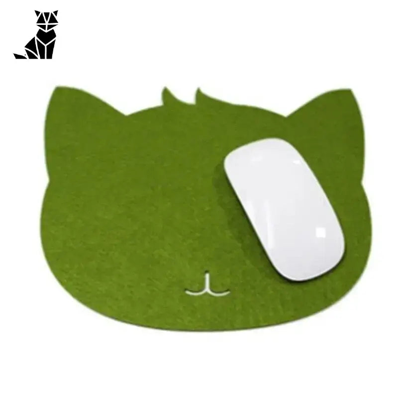 Tapis De Souris Chaton Espiègle Avec Petit Sourire Adorable - Vert