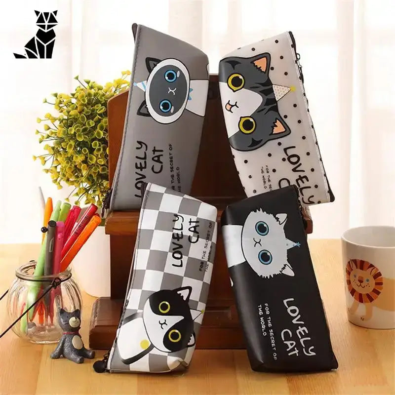 Trousse Motifs Chat Kawaii Pour Un Style Mignon à L’école Ou Au Travail
